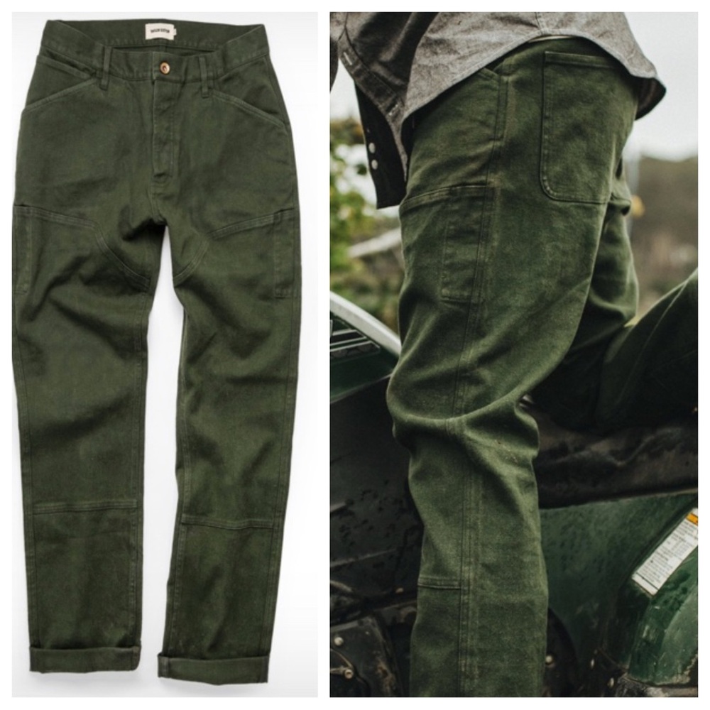 Taylor Stitch Olive Green Chore Pants | 32